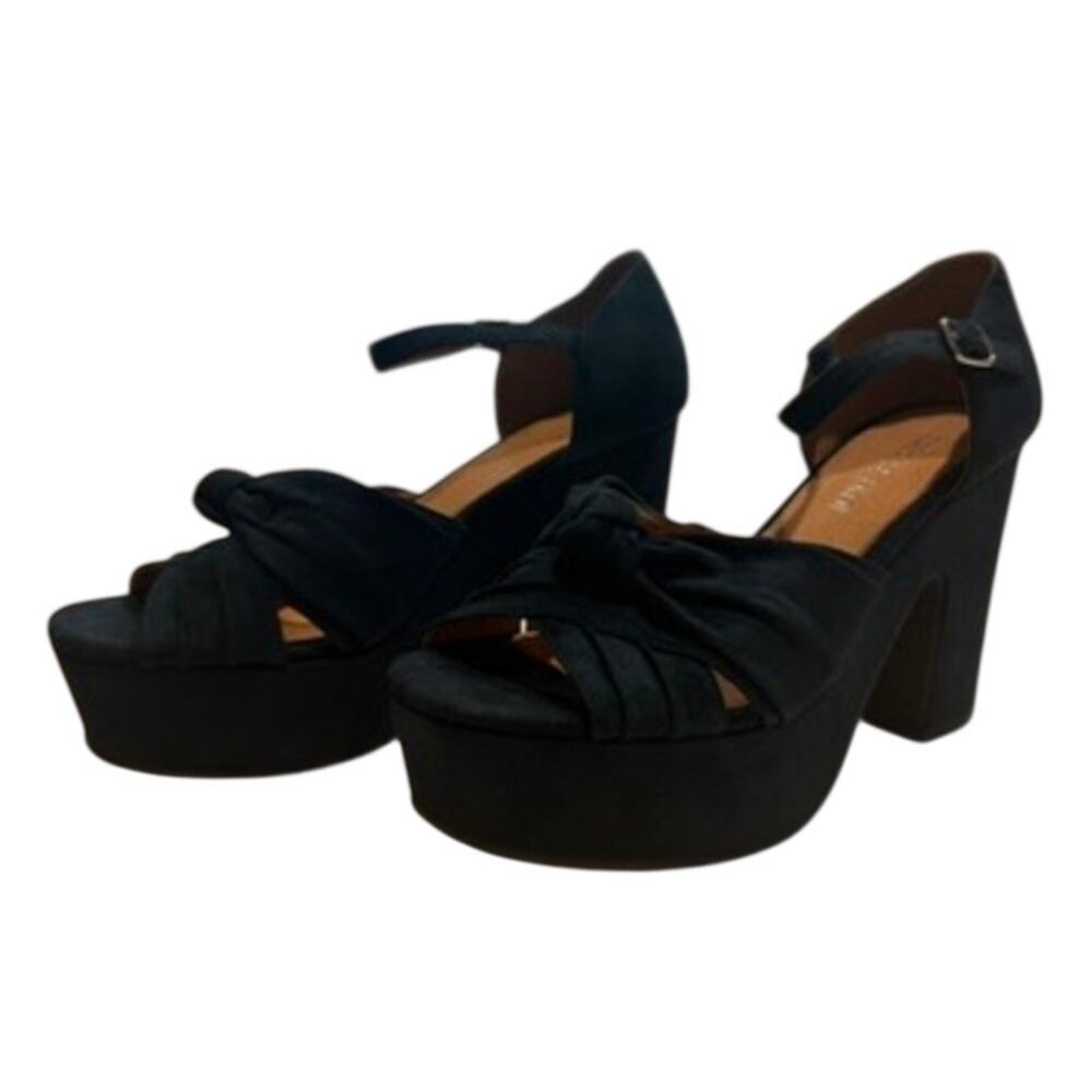 Chelsea Crew Quella Chunky Block Heel in Blue, Size 41(US 10-10.5)